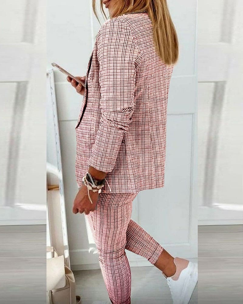 Gitte | Plaid Blazer & Slim Ankle Pants Set