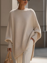 Oversized draped poncho, front view