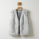 Faux-fur open gilet, front view