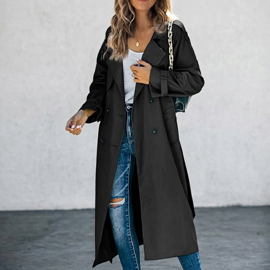 Belted trench coat shown in a fifth colourway