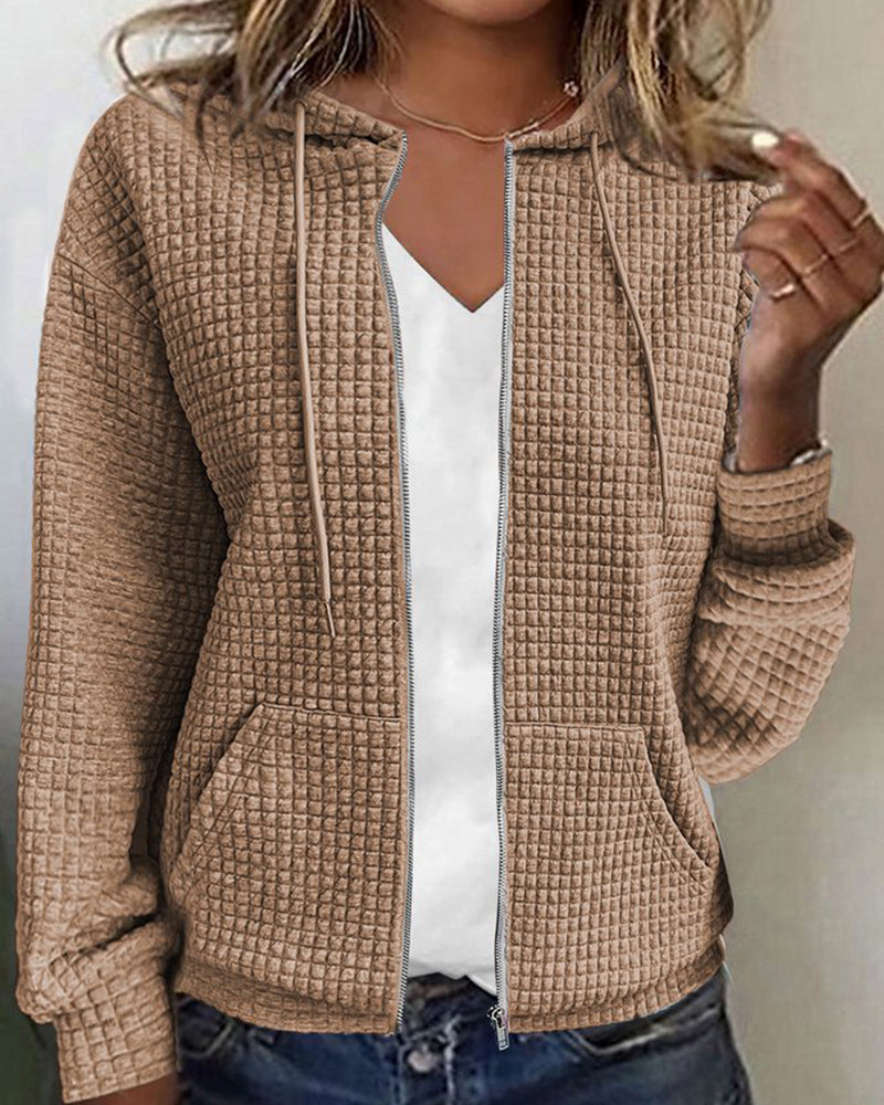 Textured hoodie shown in a third colourway
