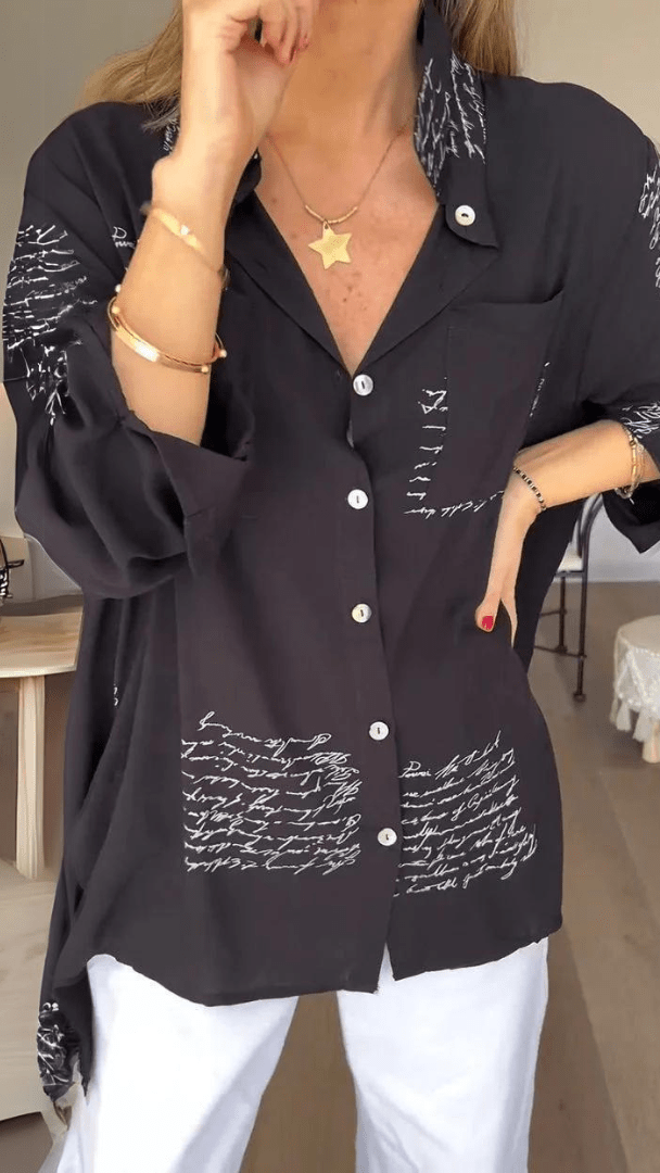 Tiemona | Script Button-Up Shirt