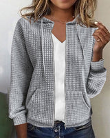Textured zip-up hoodie, front view