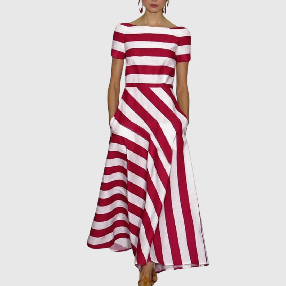 Madeline | Striped Off-Shoulder Maxi Dress