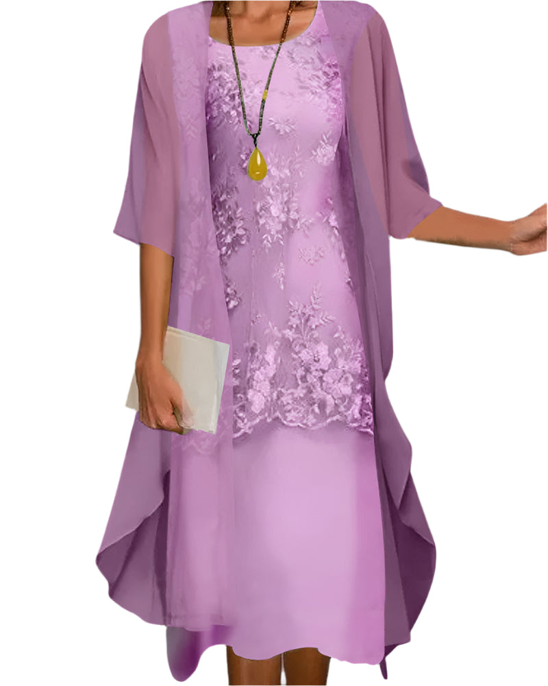 Camille | Chiffon-Sleeve Midi Dress