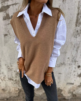 V-neck knit vest, front view