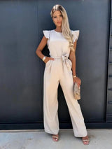 Evelyn | Flutter Sleeve Belted Jumpsuit