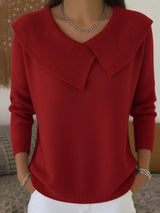 Flap-collar winter sweater, front view