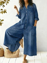 Cosima | Button-Front Wide Leg Jumpsuit