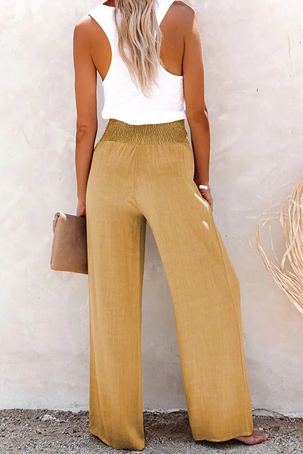 Faye | High-Waisted Smocked Pants