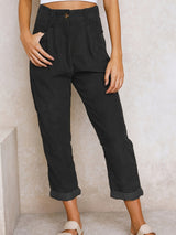 Relaxed tapered corduroy pants, front view
