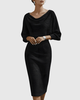 Noemi | Draped Batwing Midi Dress