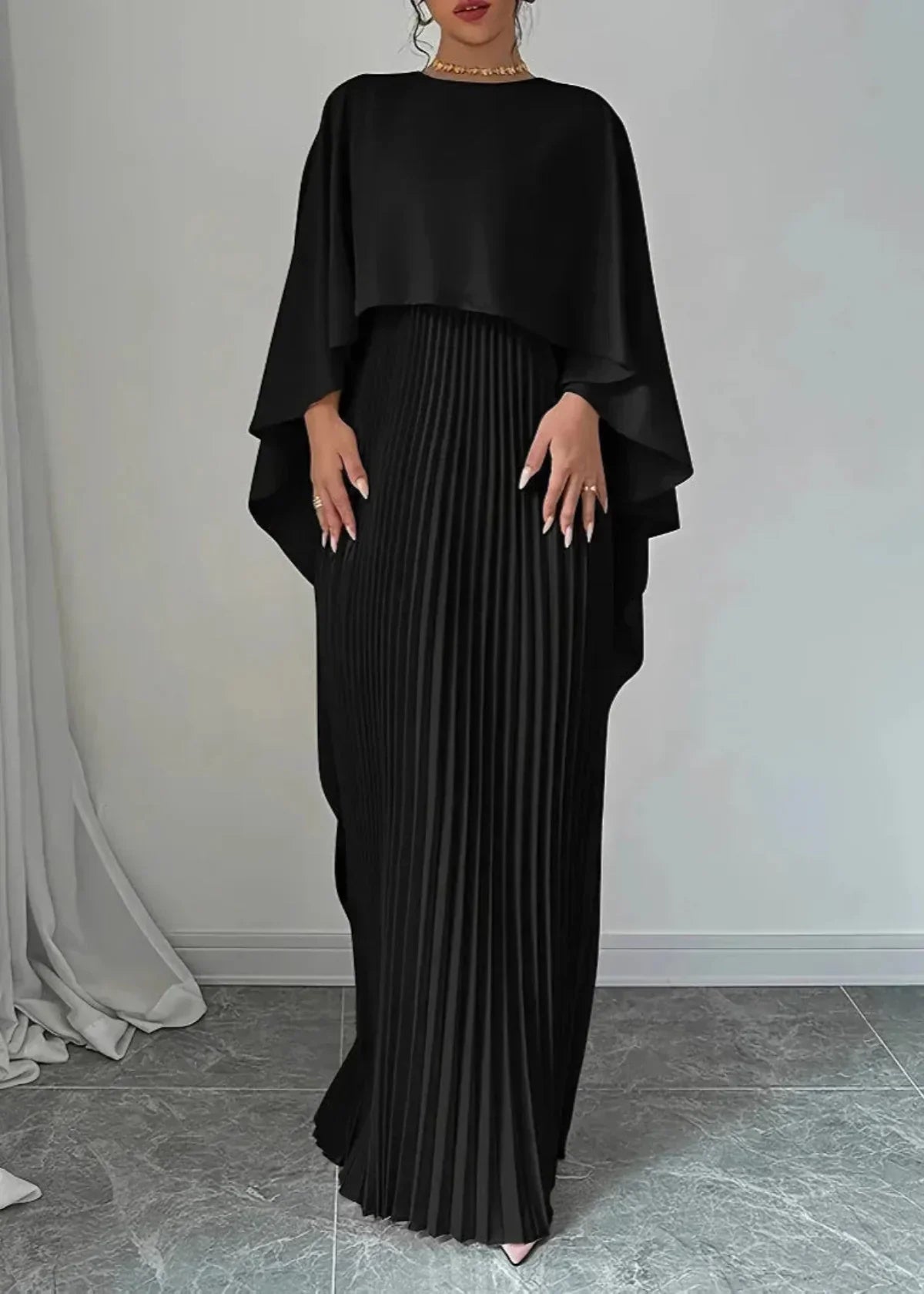 Anouk | Cape-Overlay Maxi Dress