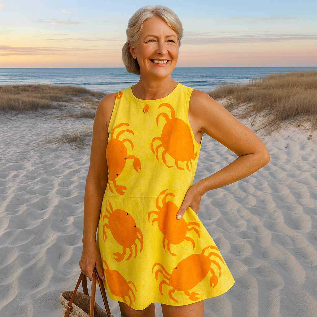 Margaret | Mini Dress with Crab Print.