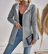 Full-zip hoodie shown in a styled setting