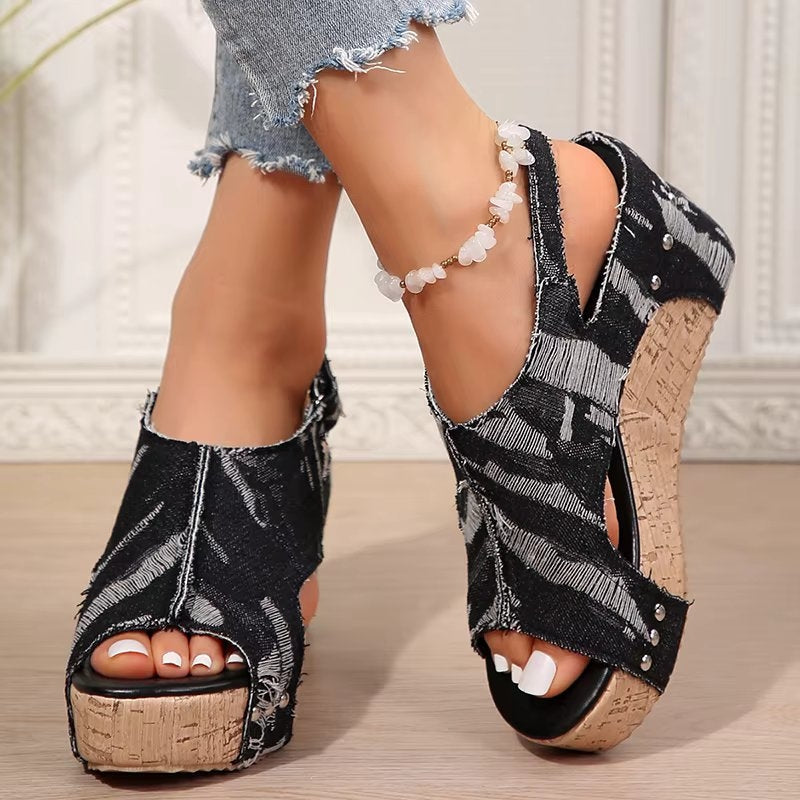 Shoreditch Denim Wedges