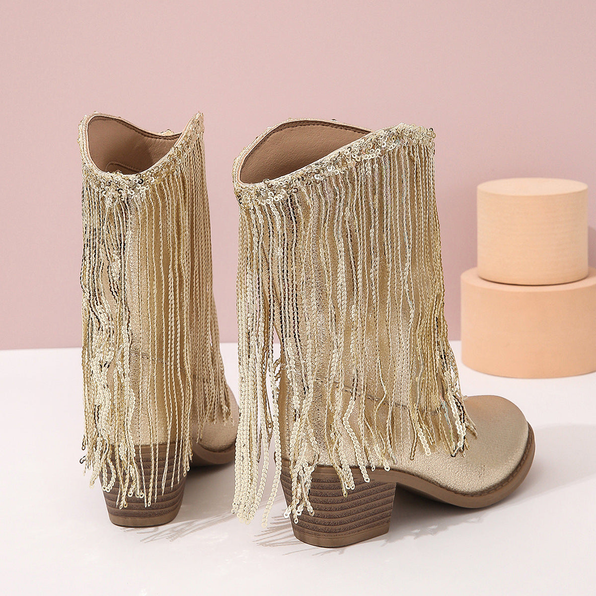 Western boots showing the fringe detail