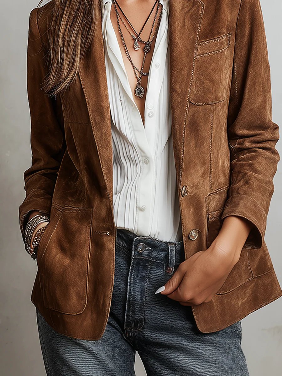 Notch-lapel blazer photographed at an angle