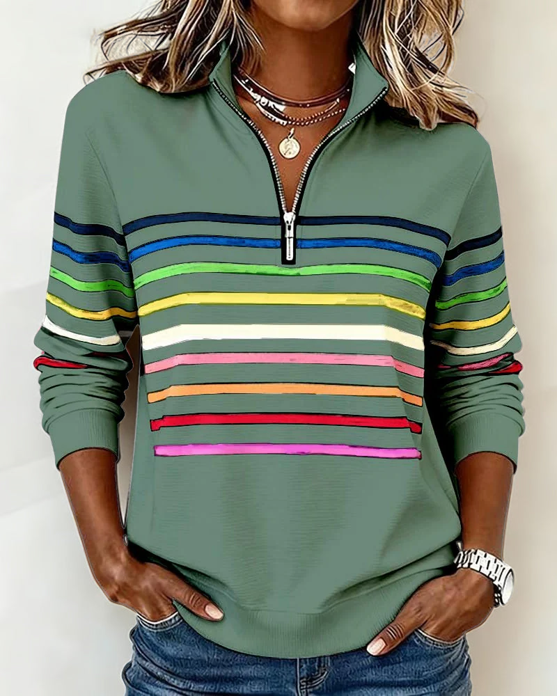 Griet | Colourful Quarter-Zip Top