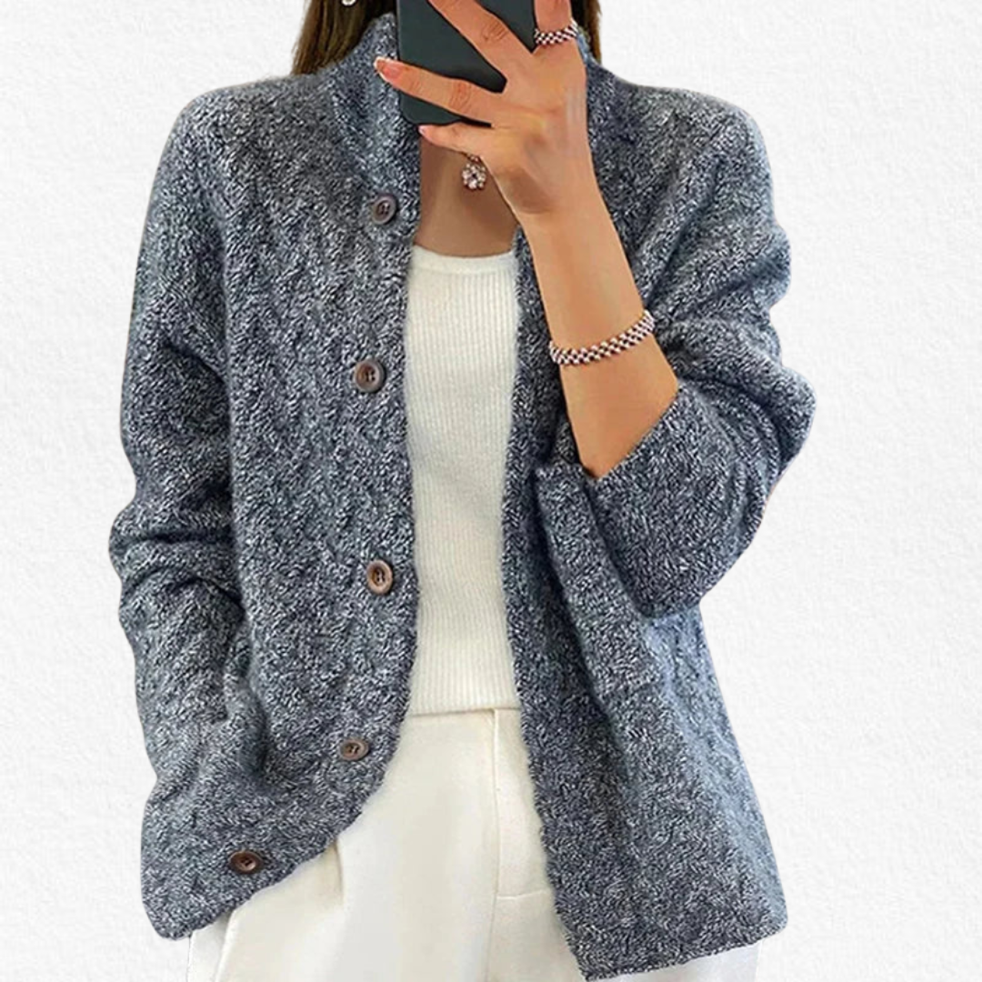 Relaxed knit cardigan shown in a third colourway