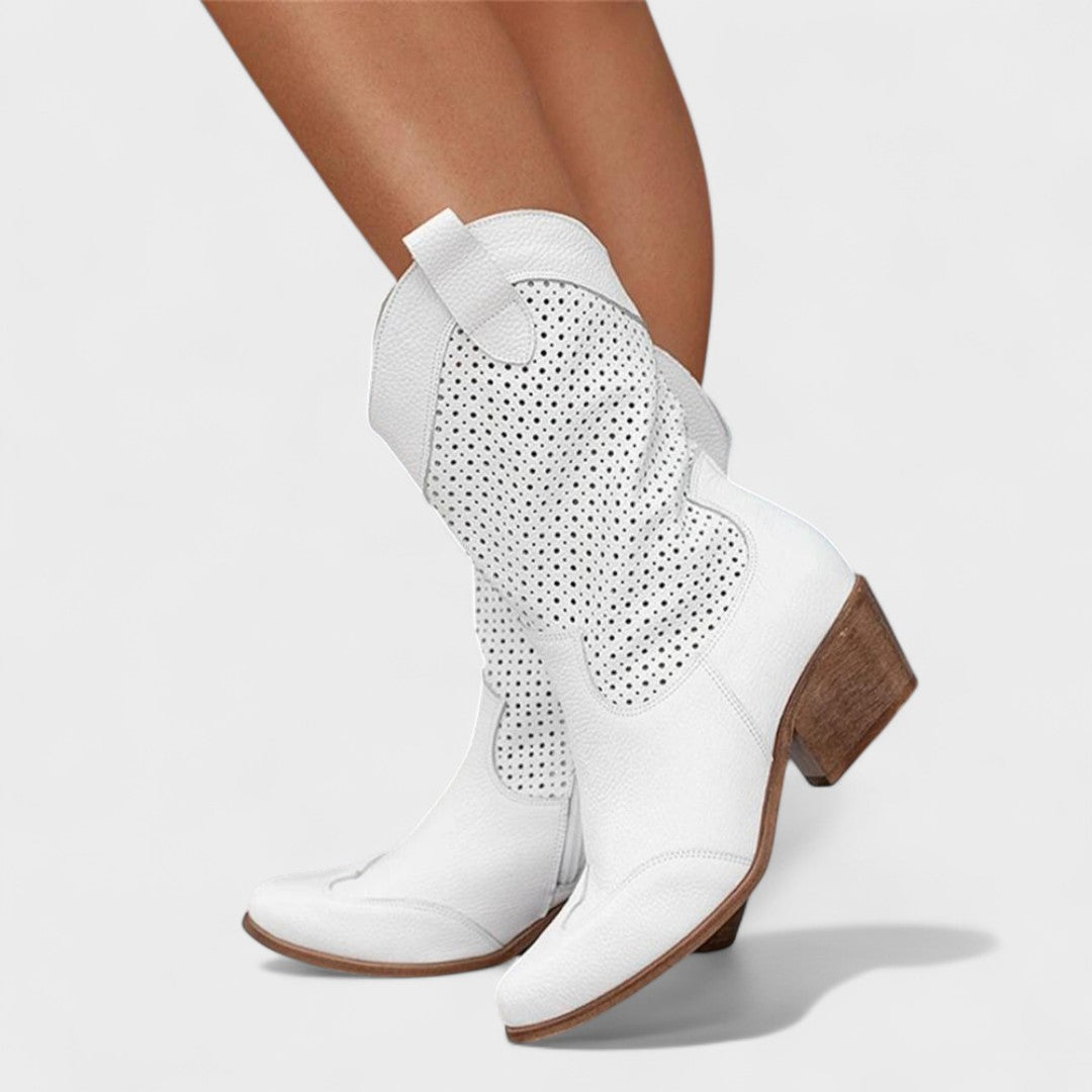Ingrid | Perforated Mid-Calf Boots