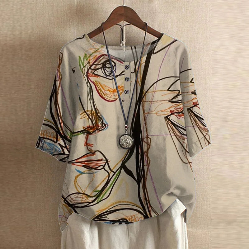 Anya | Retro Floral Print Blouse