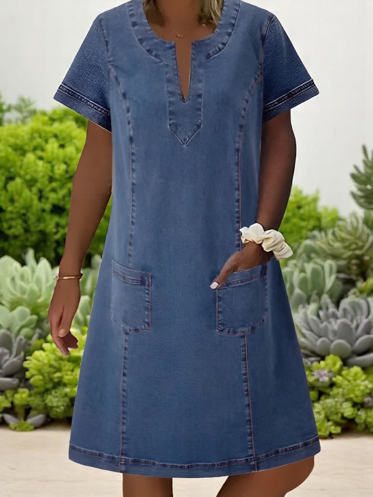 Romy | Soft Denim Dress with Front Pockets