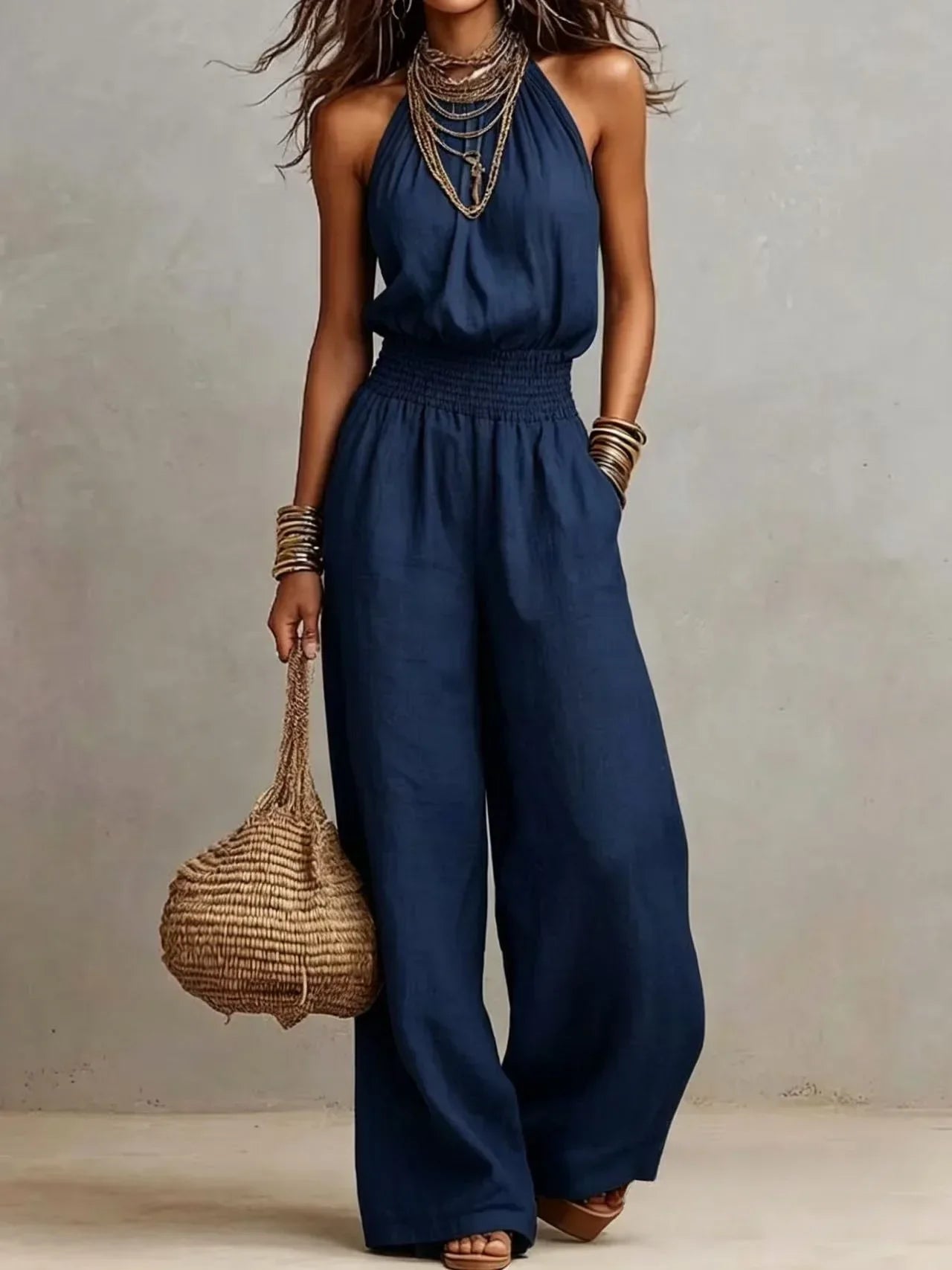 Delphea | Wide-Leg Halter Jumpsuit