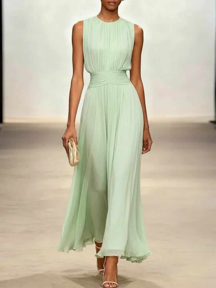 Bianora | Pleated Sleeveless Maxi Dress