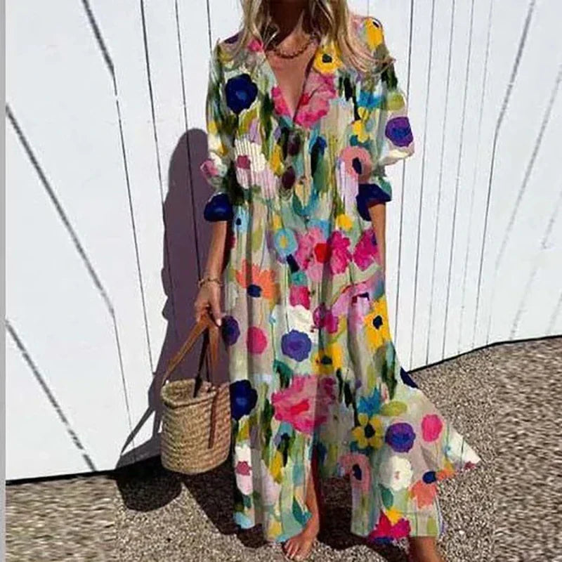 Cassidy | Boho Puff Sleeve Maxi Dress
