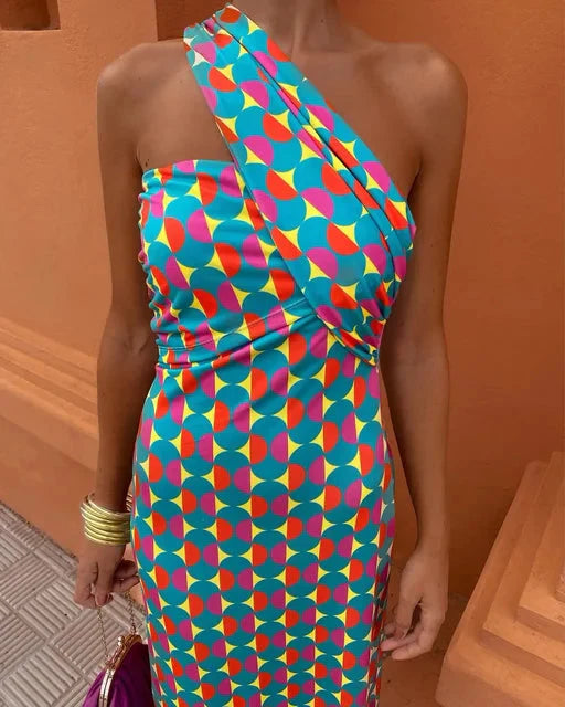 Lily | Colorful Asymmetrical Maxi Dress