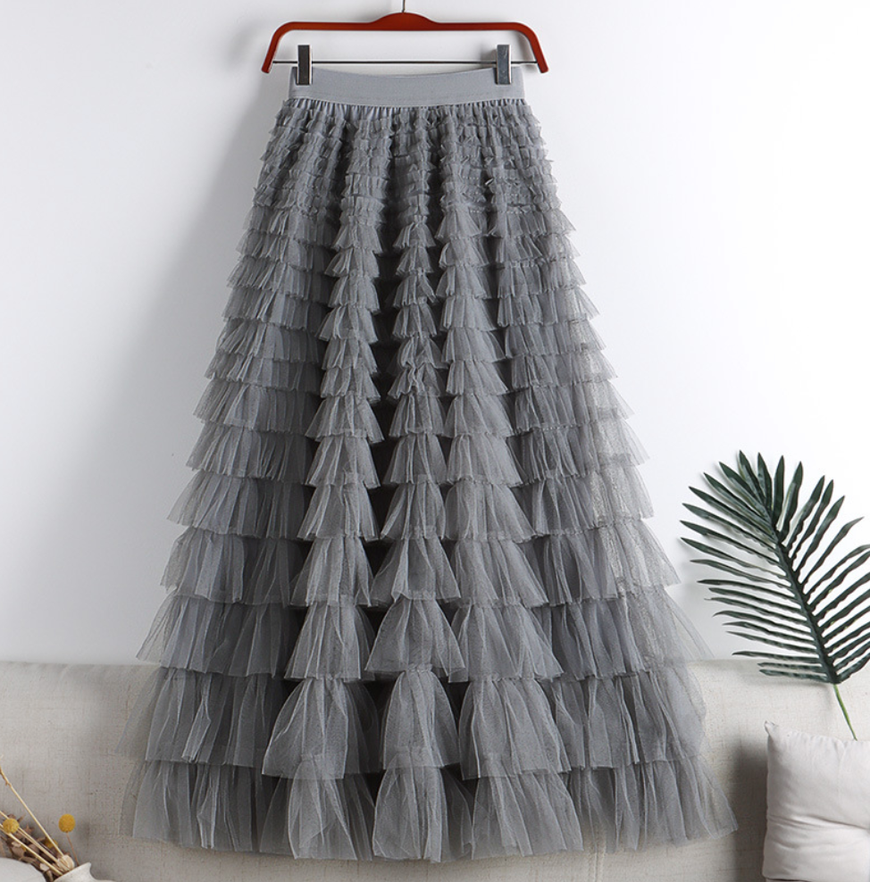 Tulia | Pleated Tulle Maxi Skirt