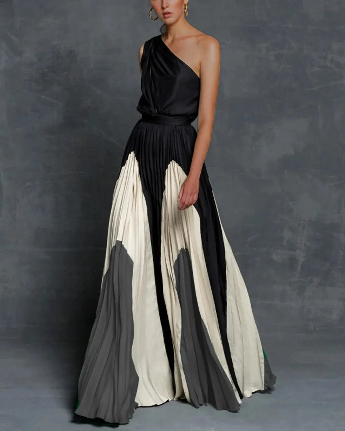 Maelis | One-Shoulder Pleated Maxi Dress