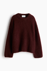 Oversized round-neck mohair-blend sweater, front view