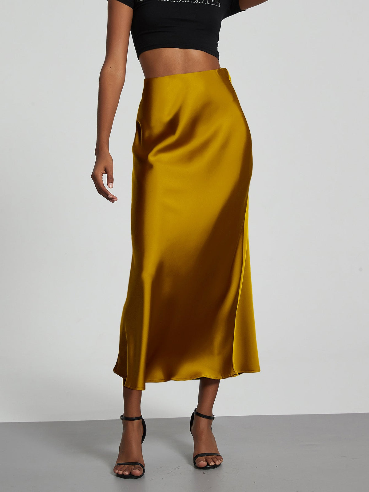 Sybrich | A-Line Satin Midi Skirt
