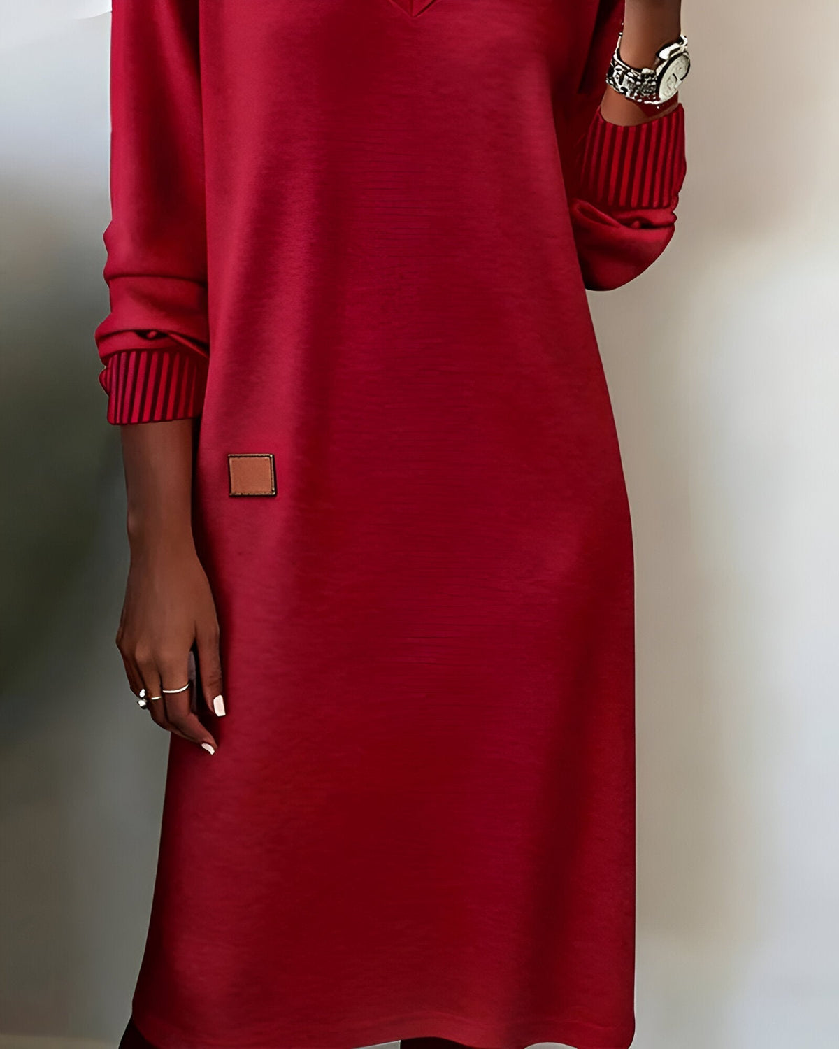 Rensje | V-Neck Long-Sleeve Sweater Dress