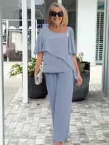 Wrenna | Layered Top & Straight-Leg Trouser Set