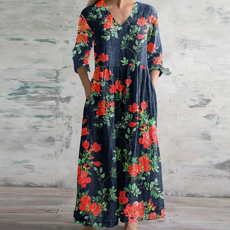 Vivienne | Retro Floral Maxi Dress