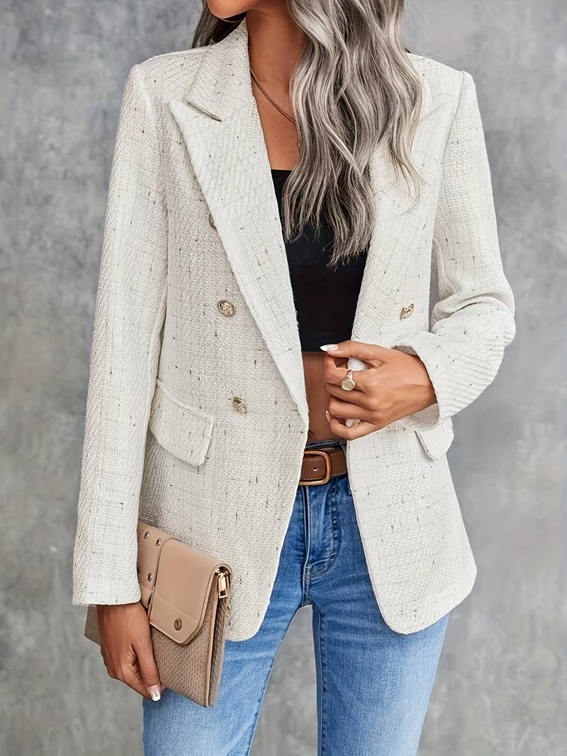 Structured blazer showing the front pockets