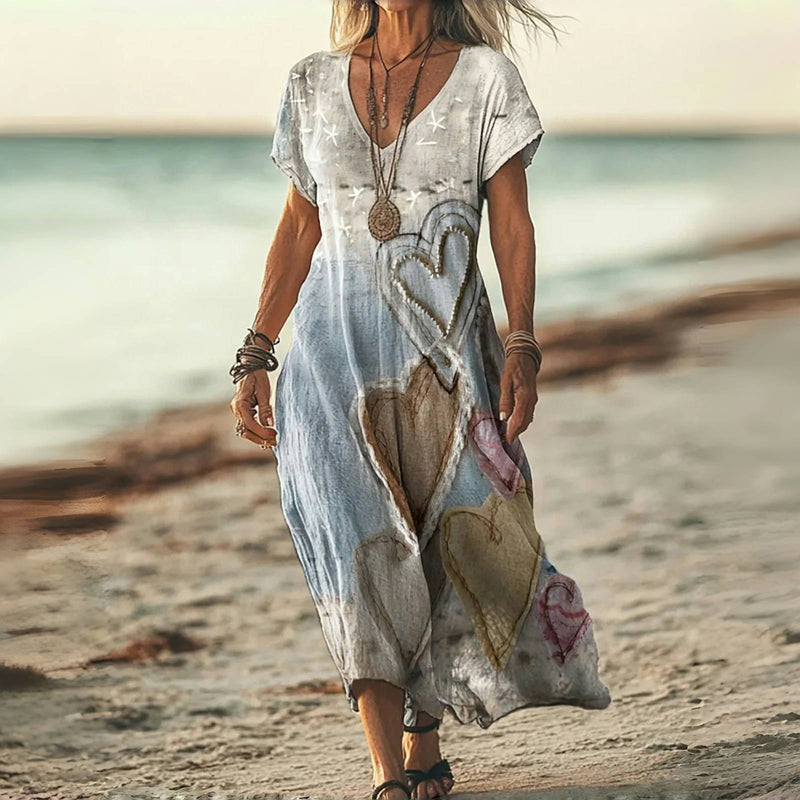 Rayna | Vintage Dress with Heart Print