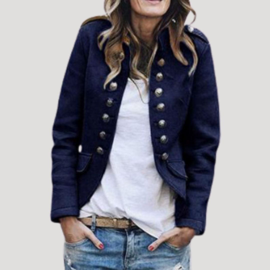 Cropped military jacket shown across the colour range
