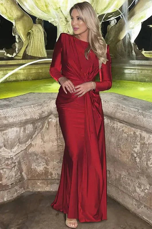 Michaela | Stylish Long Sleeve Twist Front Maxi Dress