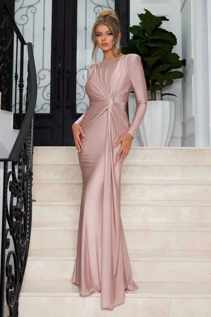 Michaela | Stylish Long Sleeve Twist Front Maxi Dress