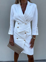 Longline tailored blazer with a notch lapel, front view