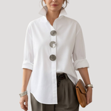 Collared relaxed button-down shirt, front view