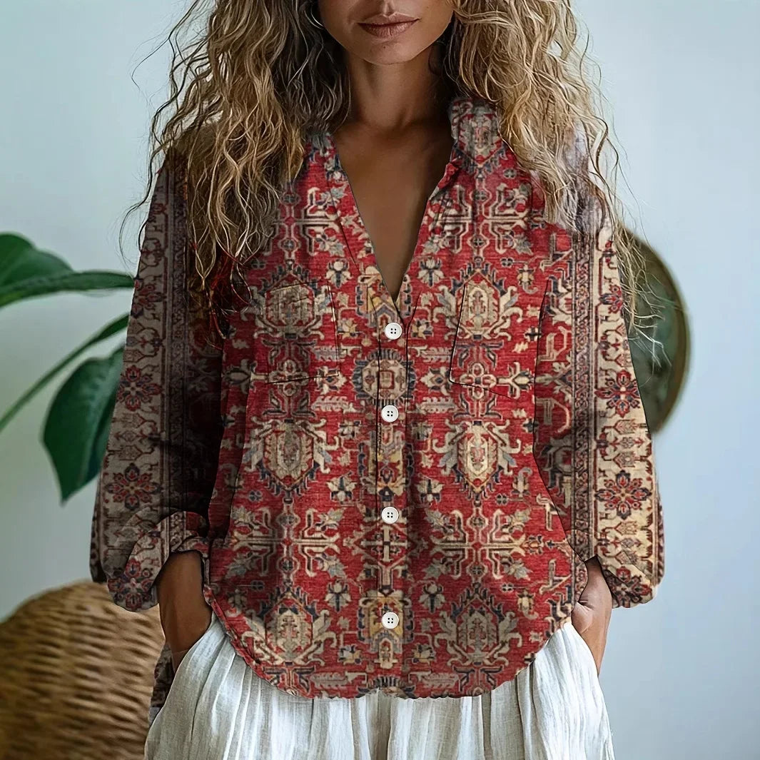 Baukje | Embroidered V-Neck Blouse