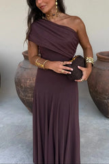 Dorothea | One-Shoulder Pleated Maxi Dress