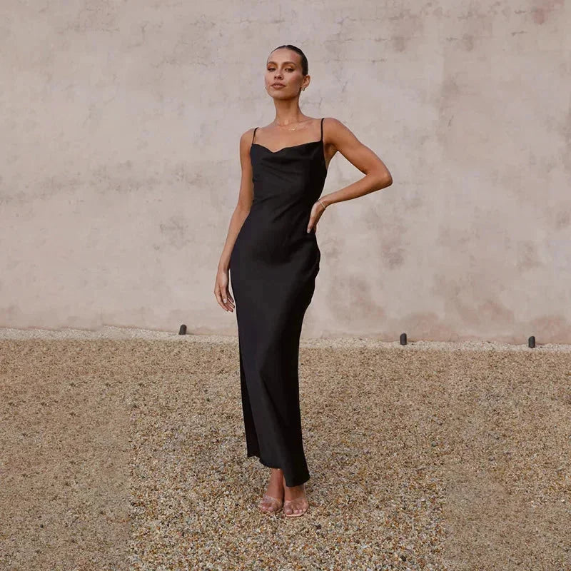 Ottoline | Satin Cowl-Neck Maxi Dress