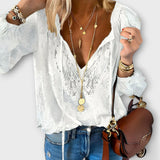 Textured V-neck boho blouse, front view