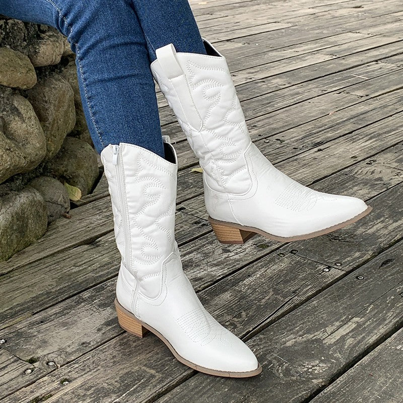Wilma | Metallic Side-Zip Cowboy Boots